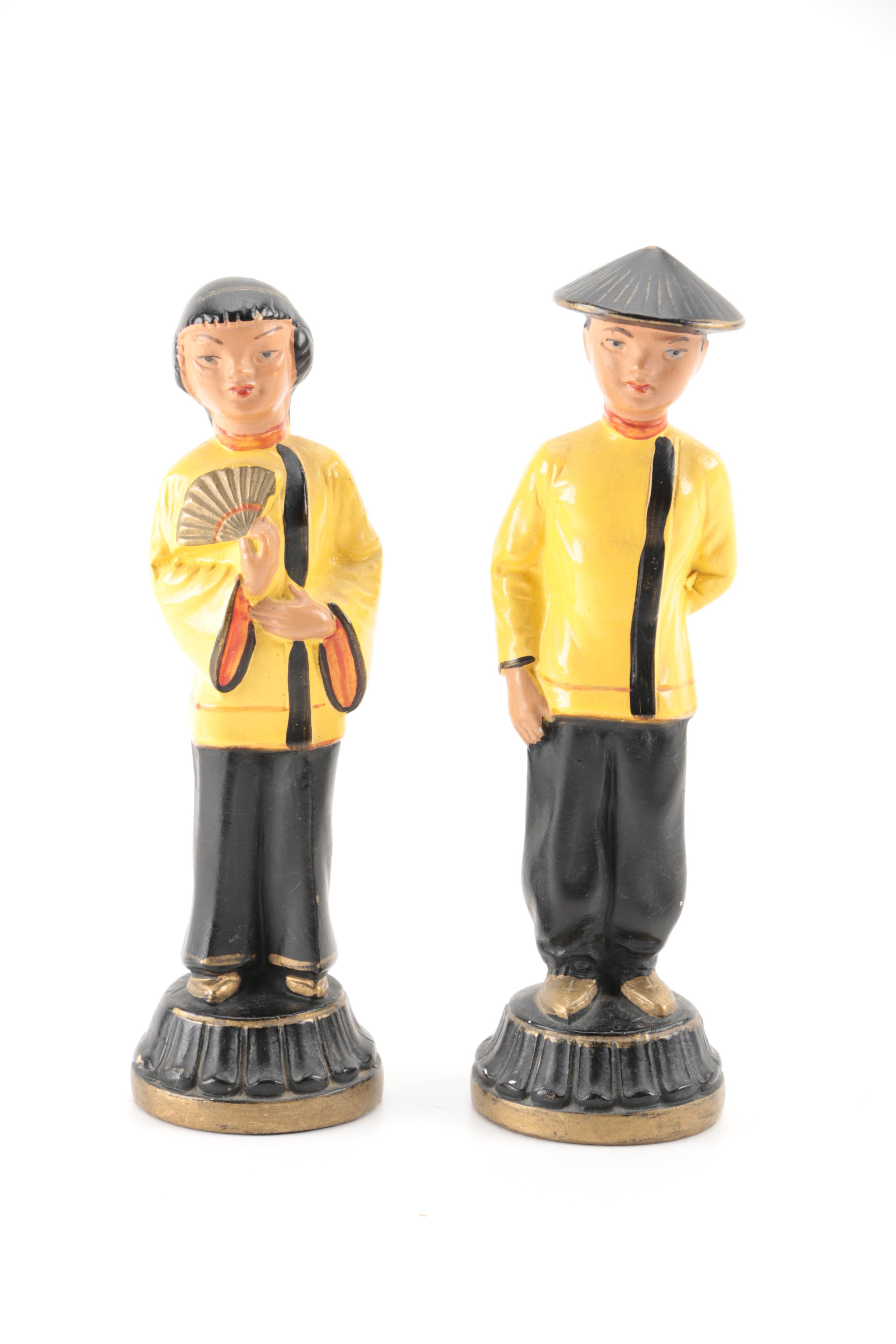 Vintage Chinese Chalkware Figurines by Alexander Backer Co. USA