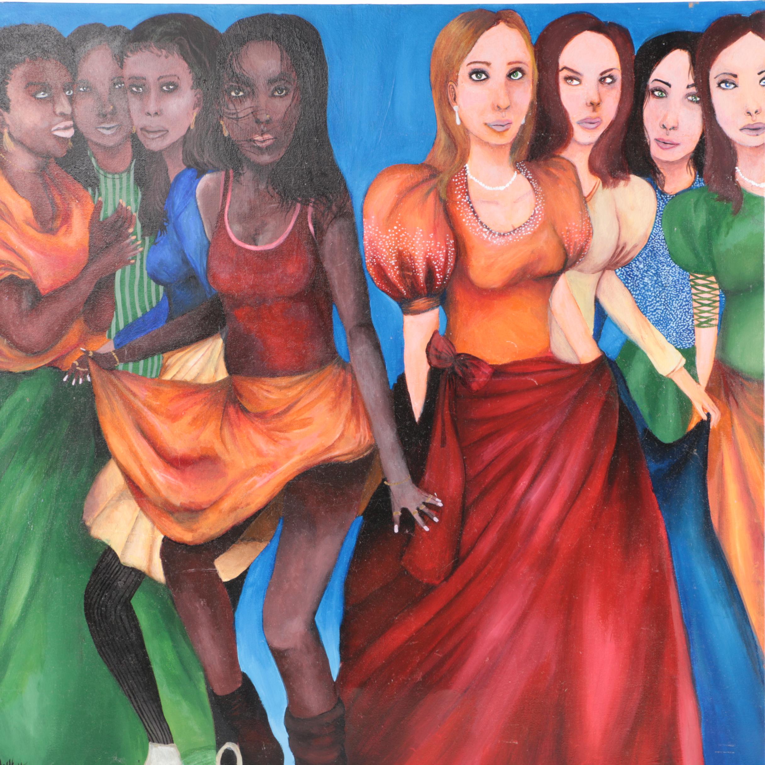 Ashley Dogget Oil Painting on Canvas “Comparison Between Two Groups of Ratchet Women”