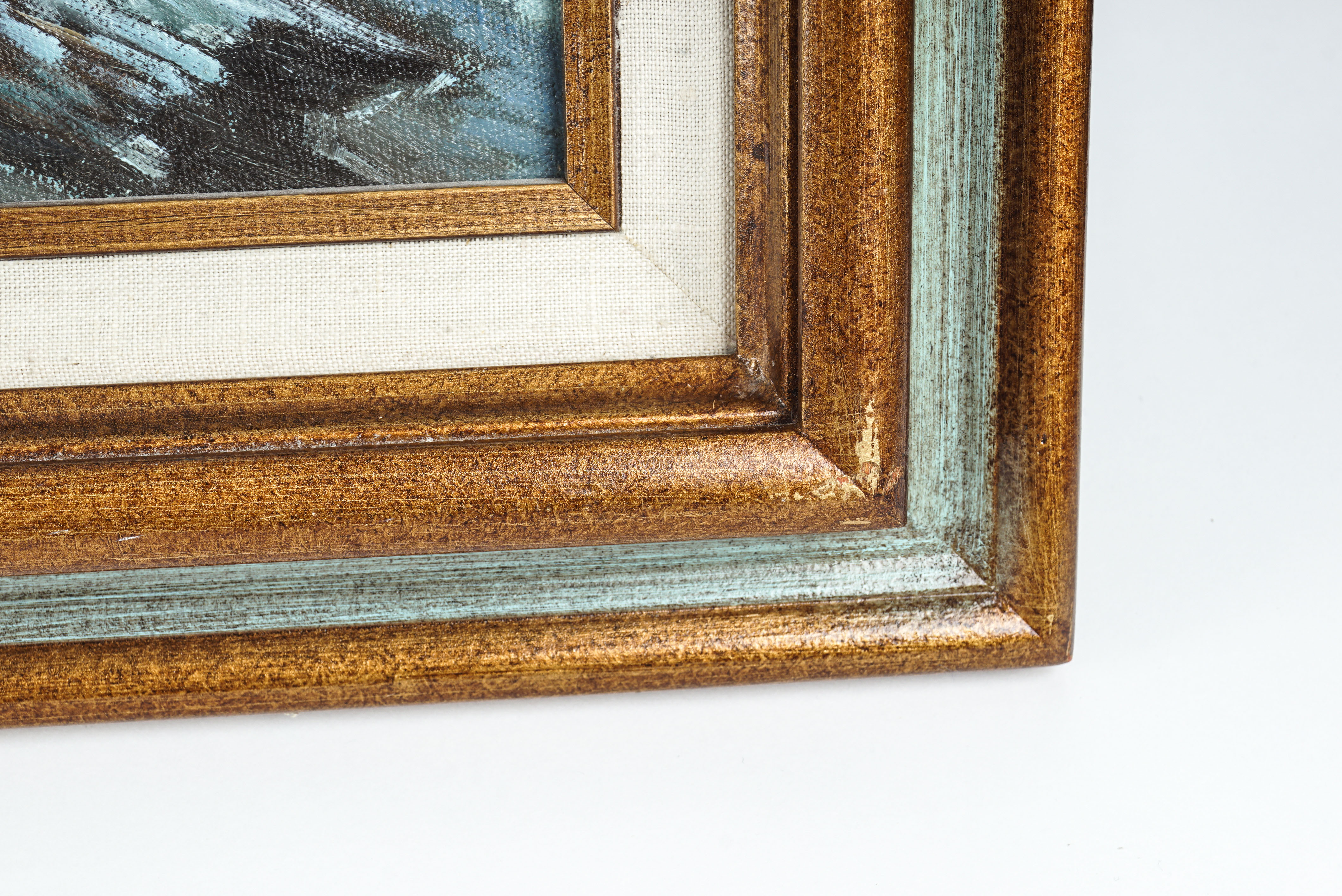 Oil Painting of Man on a Horse in Mountains