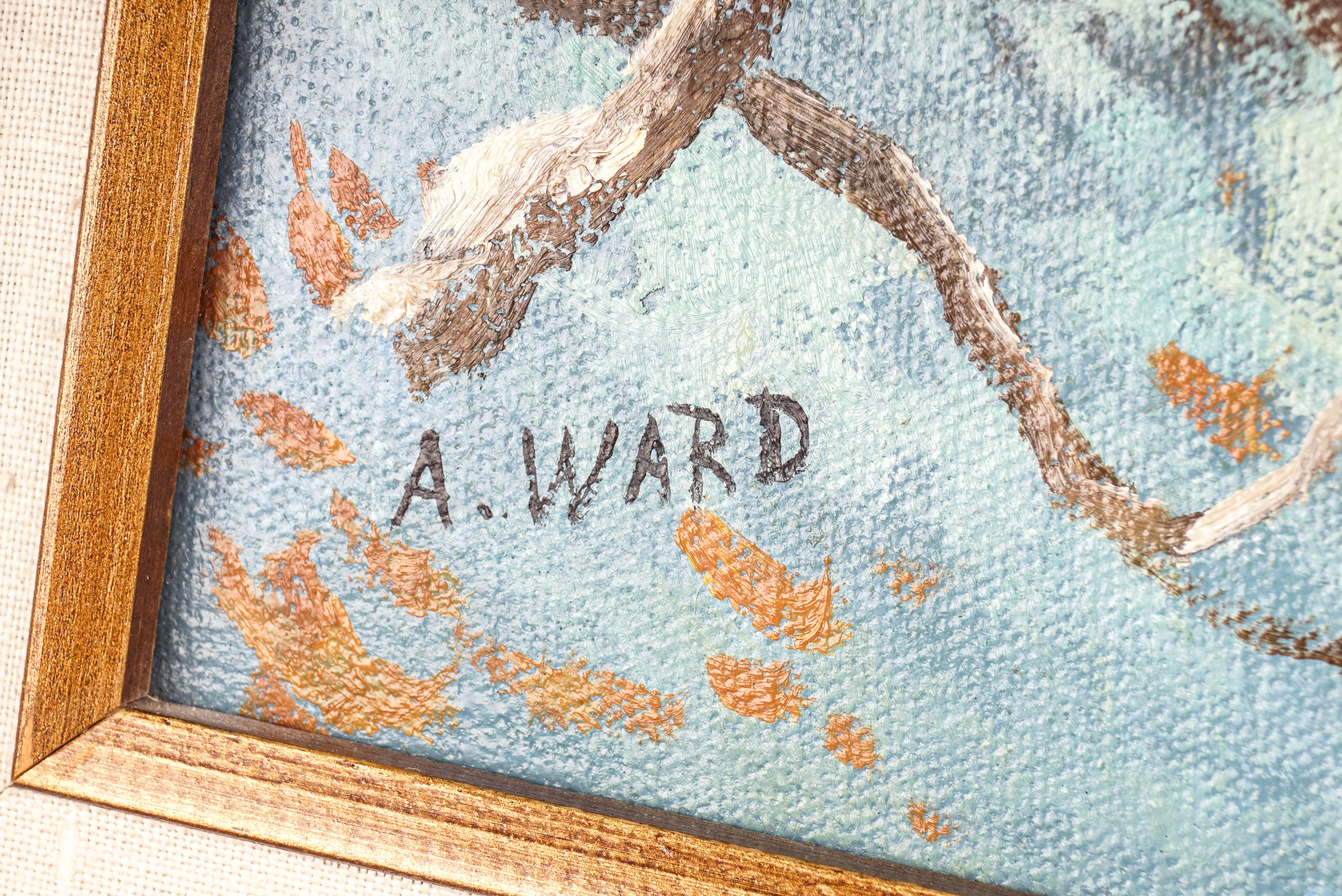 Oil Painting of Man on a Horse in Mountains