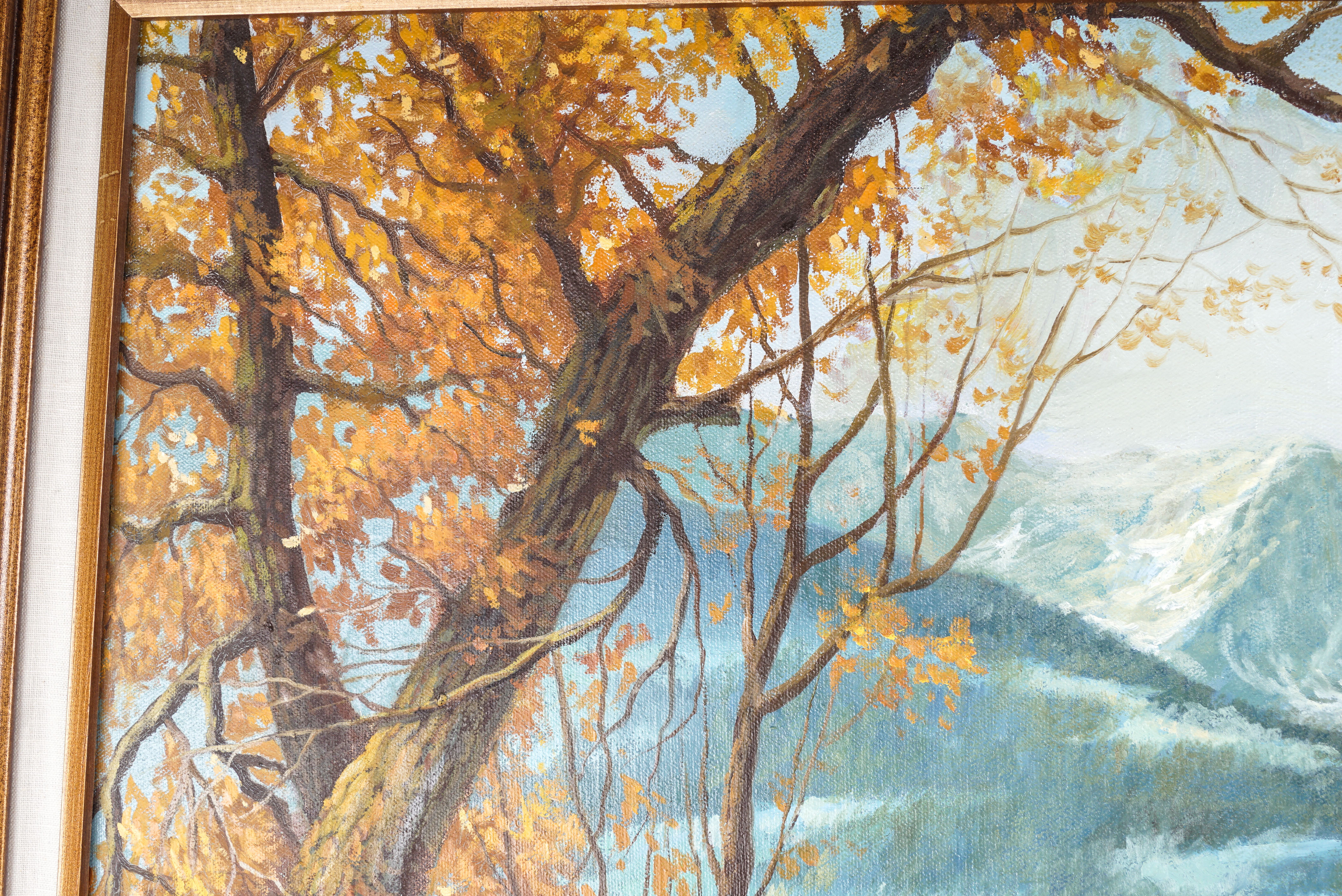 Oil Painting of Man on a Horse in Mountains