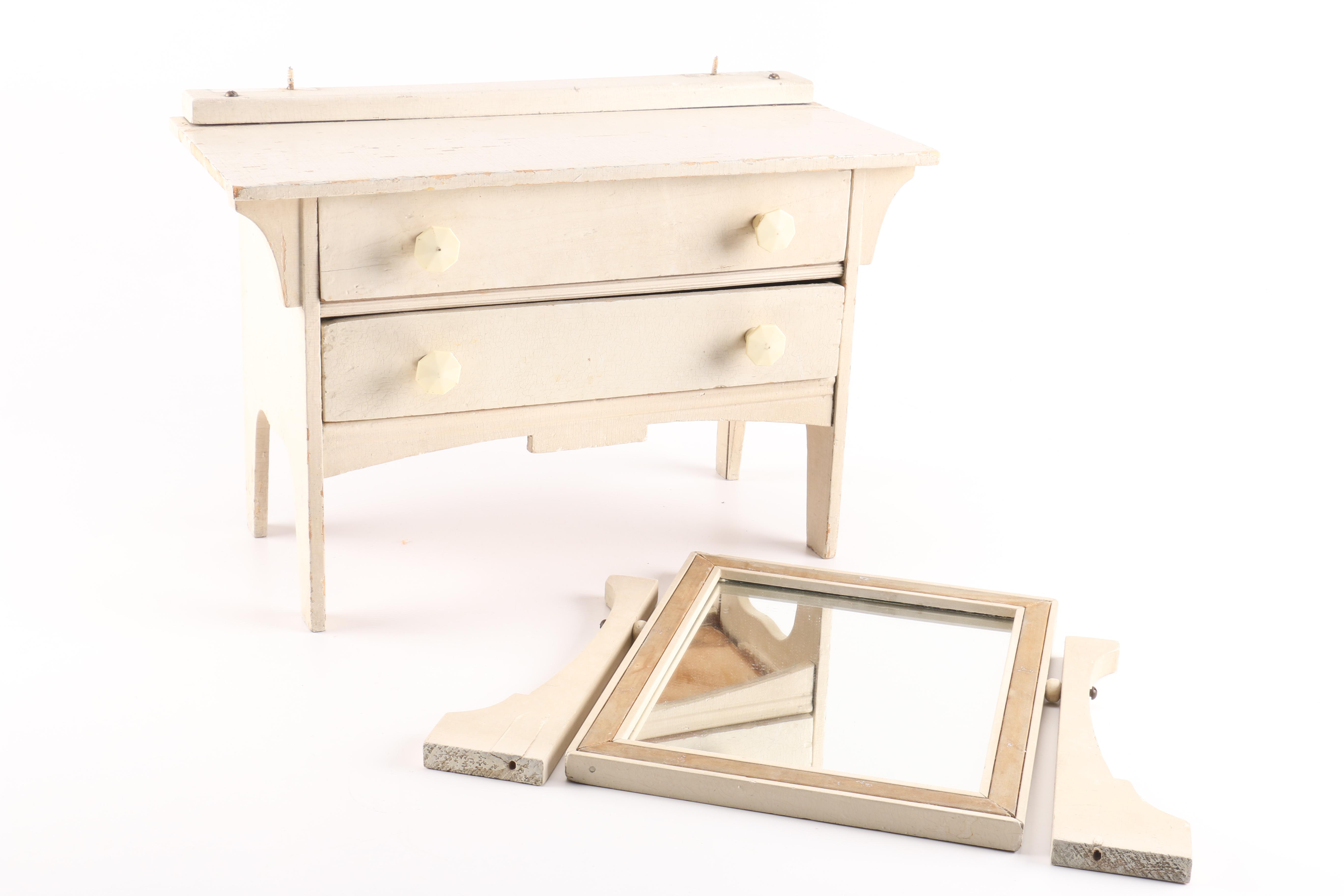 Vintage Miniature Dresser With Mirror