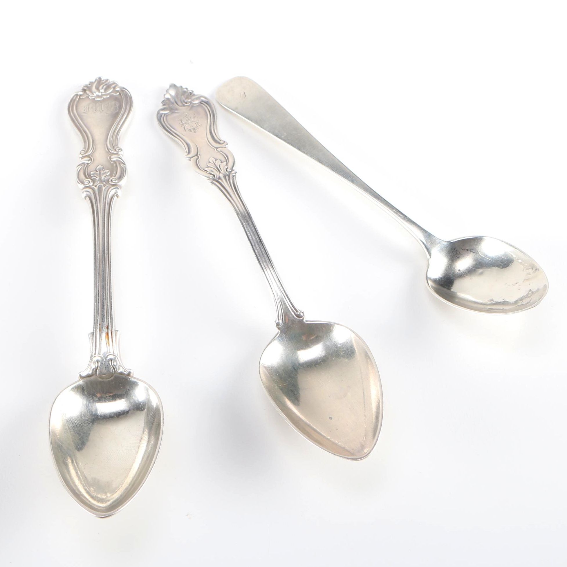 Collection of Silver Spoons Including a Russian Coin Silver Spoon