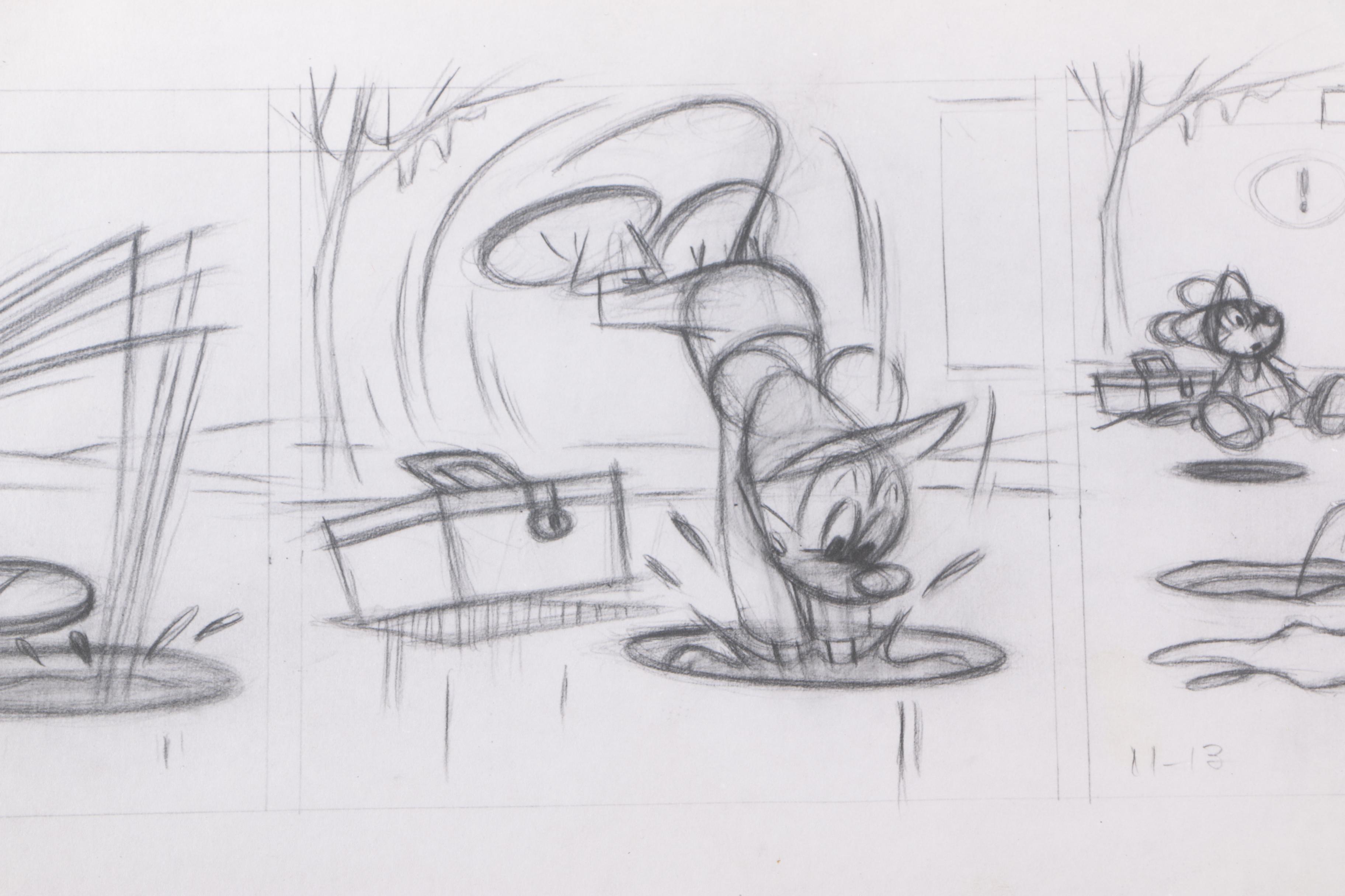 Arthur Floyd Gottfredson Mid-Century Graphite Drawings of Mickey Mouse