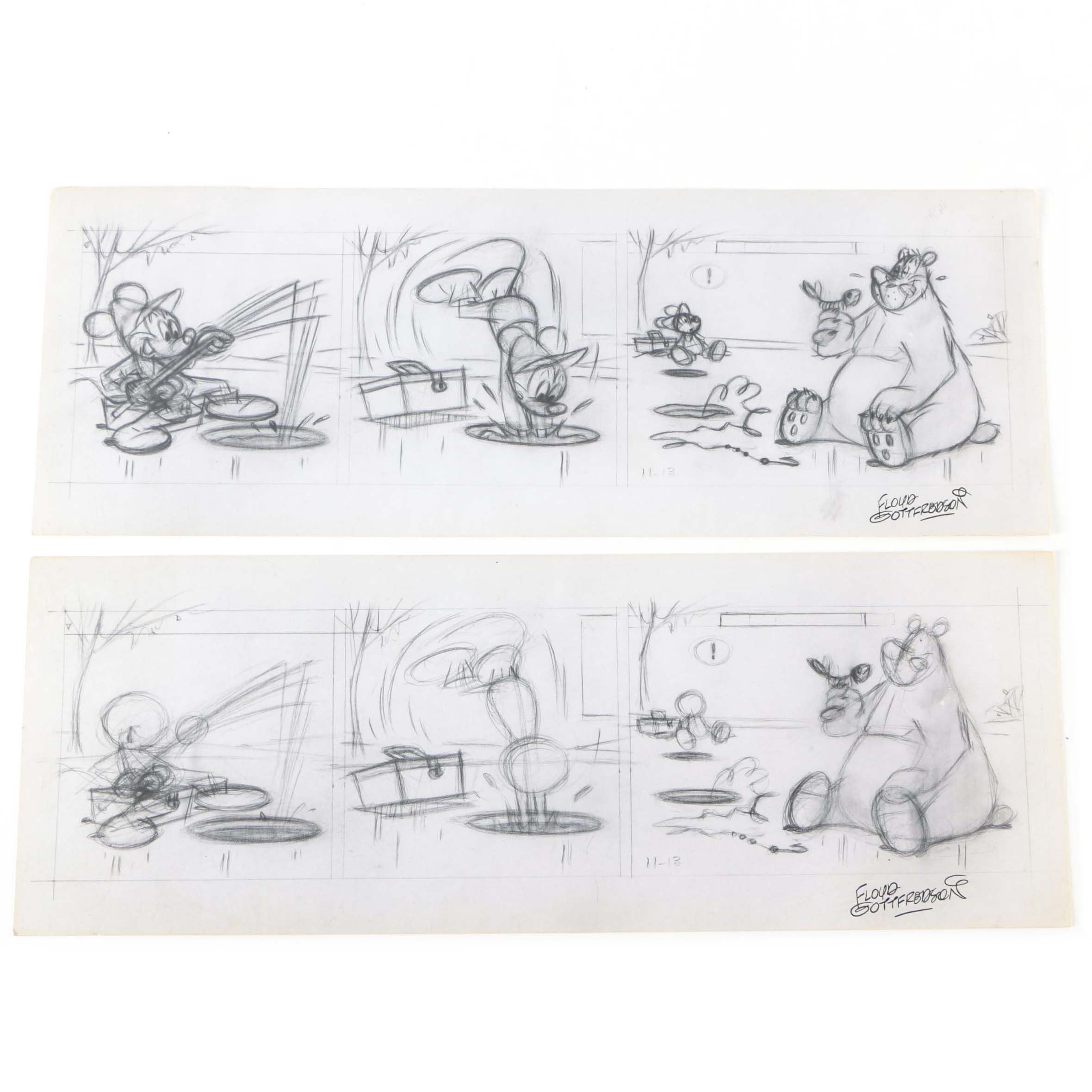 Arthur Floyd Gottfredson Mid-Century Graphite Drawings of Mickey Mouse
