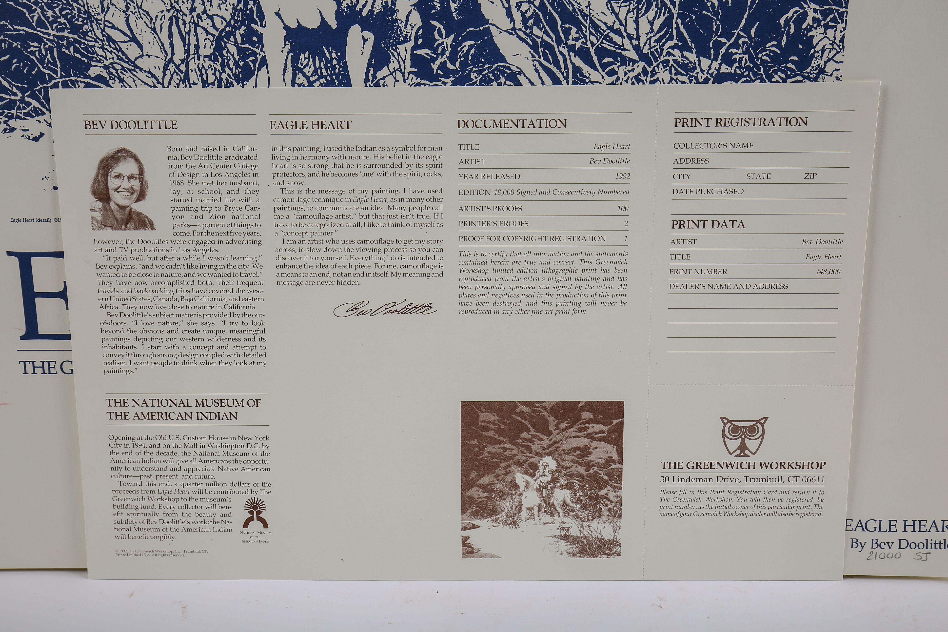 Signed Bev Doolittle Print "Eagle Heart"