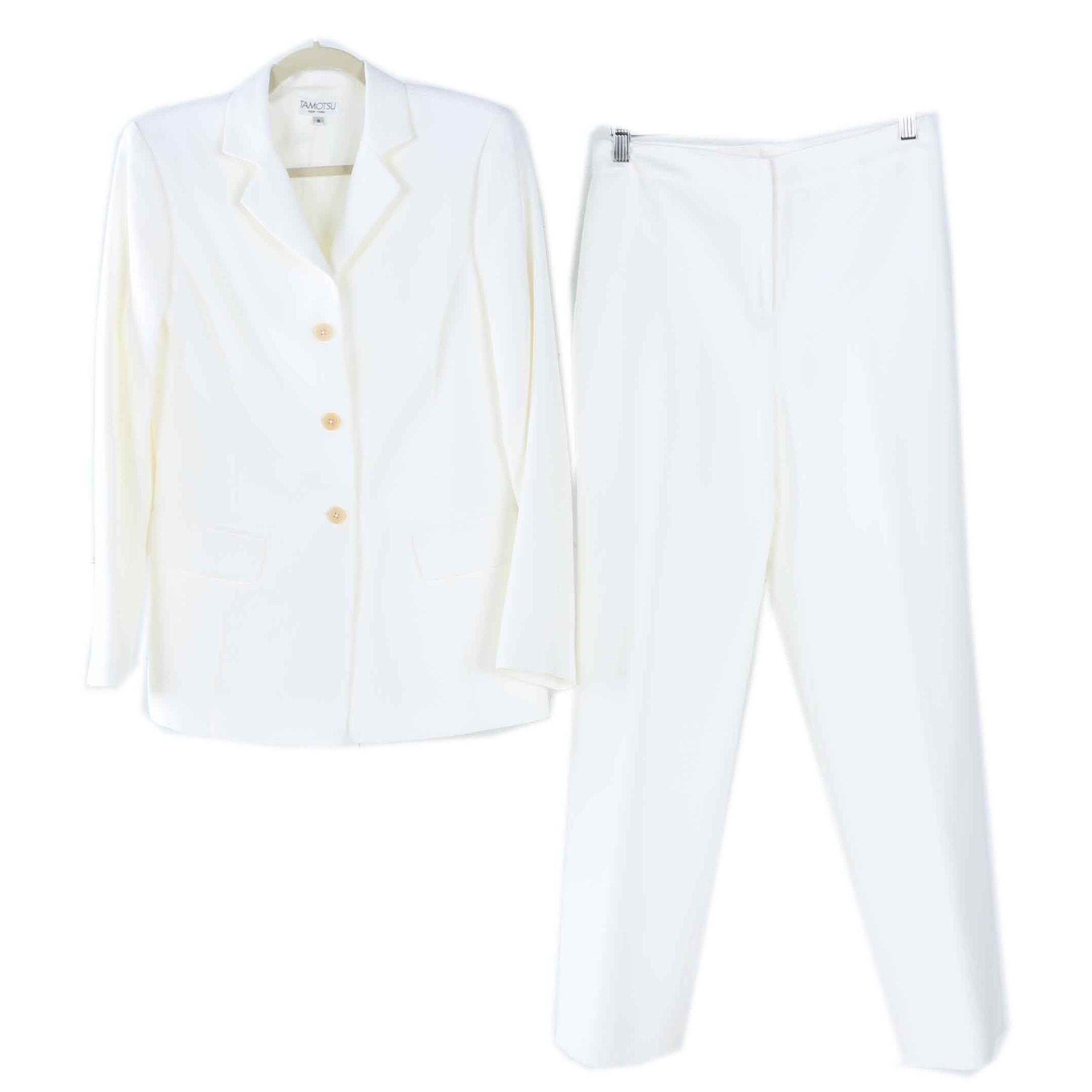 Women's Tamotsu White Pant Suit