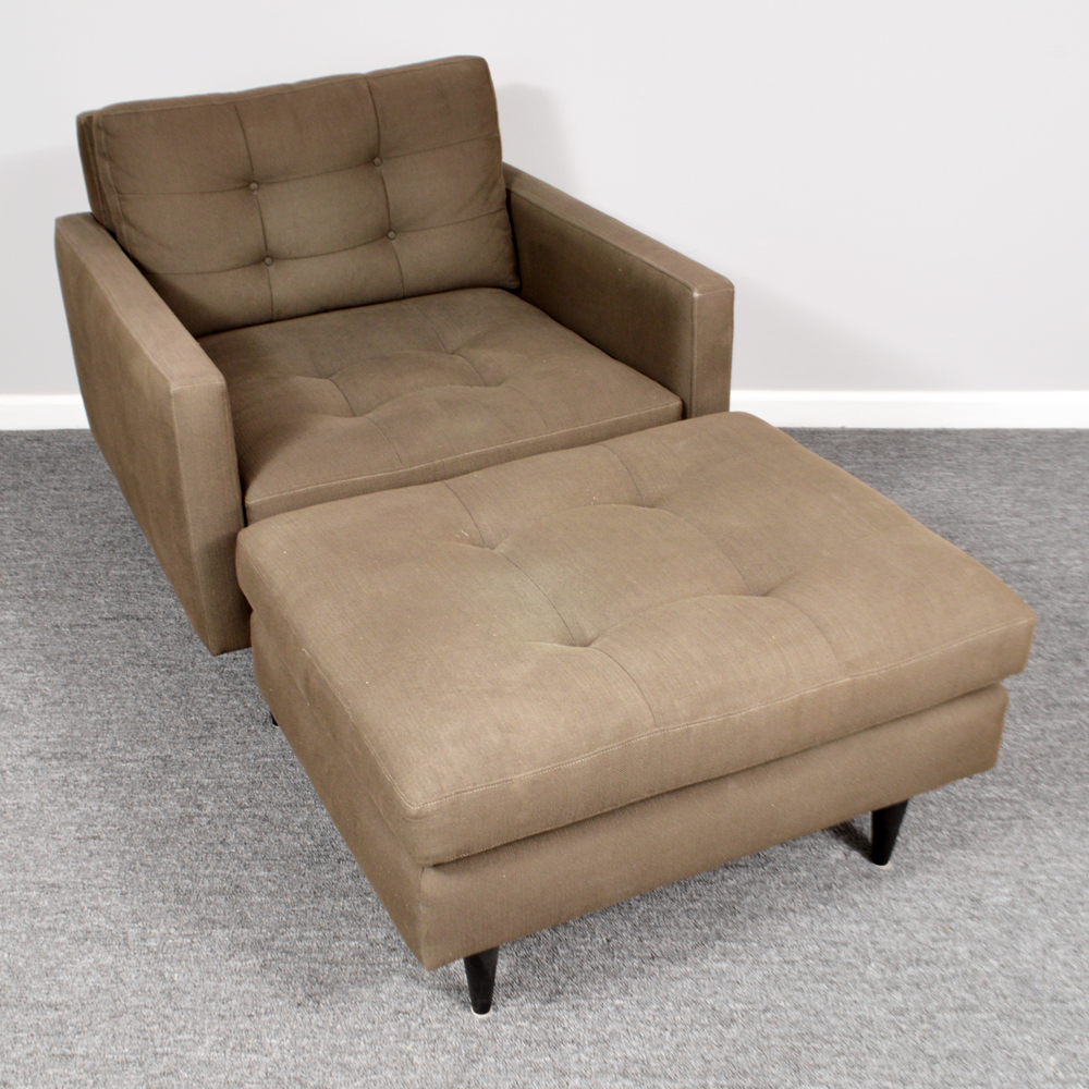 Crate and Barrel "Petrie" Chair With Ottoman