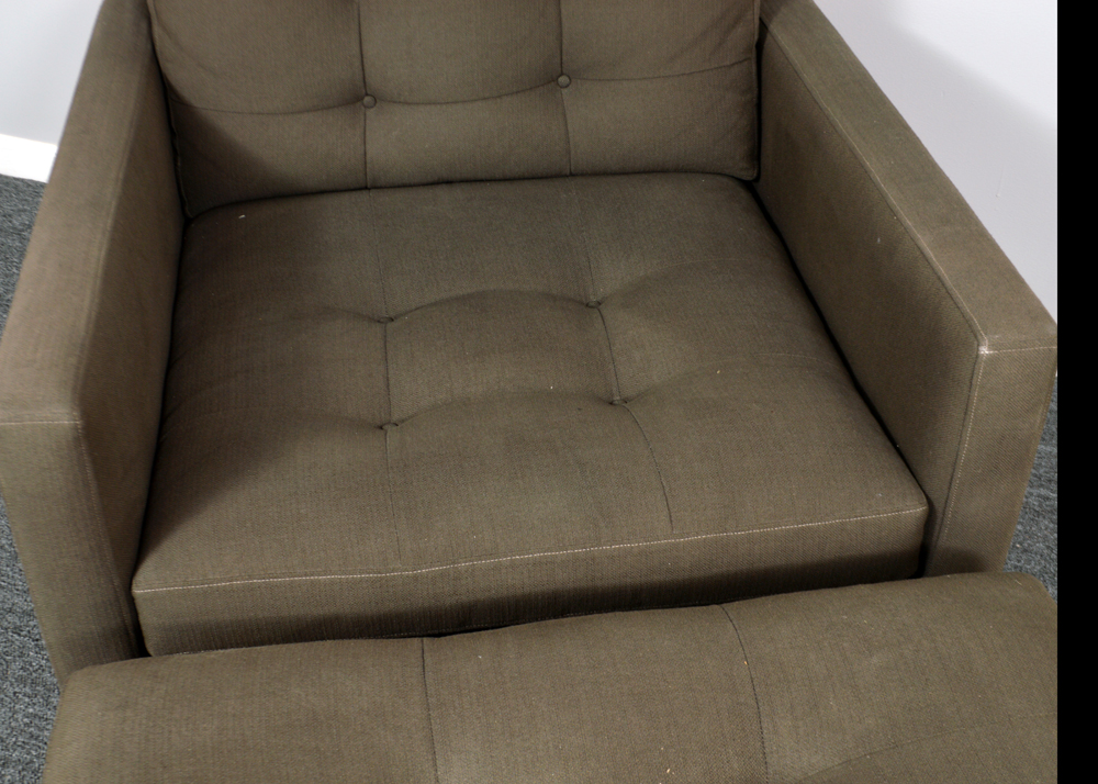 Crate and Barrel "Petrie" Chair With Ottoman