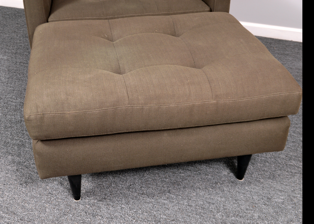Crate and Barrel "Petrie" Chair With Ottoman