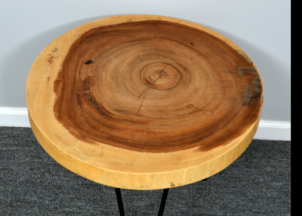 Wooden Slab Top Accent Table