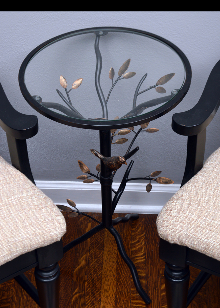 Contemporary Queen Anne Style Armchairs With Accent Table