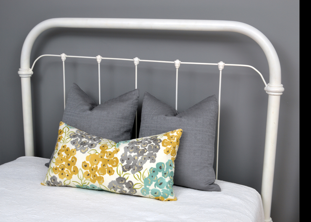 Vintage Cast Iron and Metal Full Size Bed Frame With Bedding