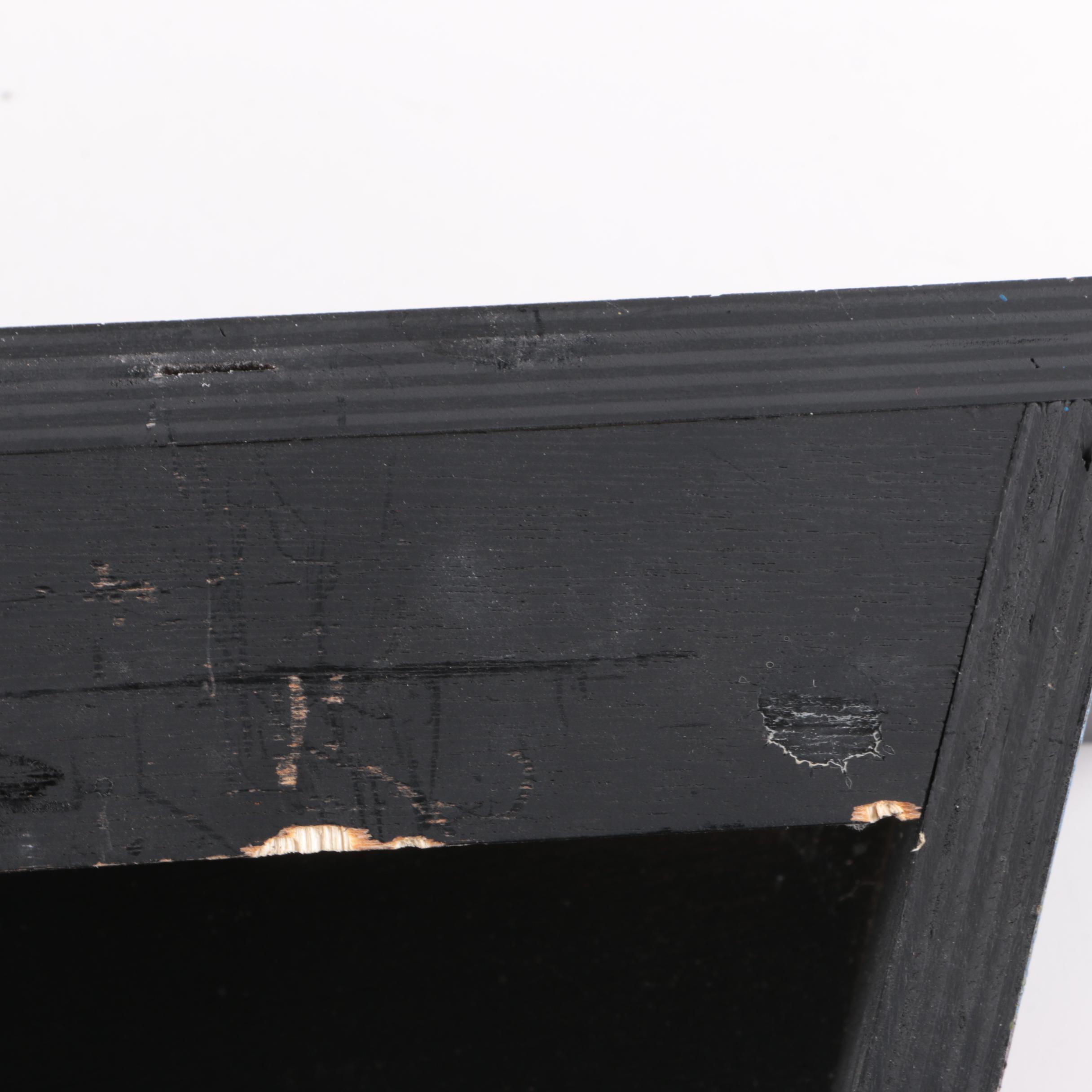 Signed Acrylic Painting on Wooden Shelf Sculpture