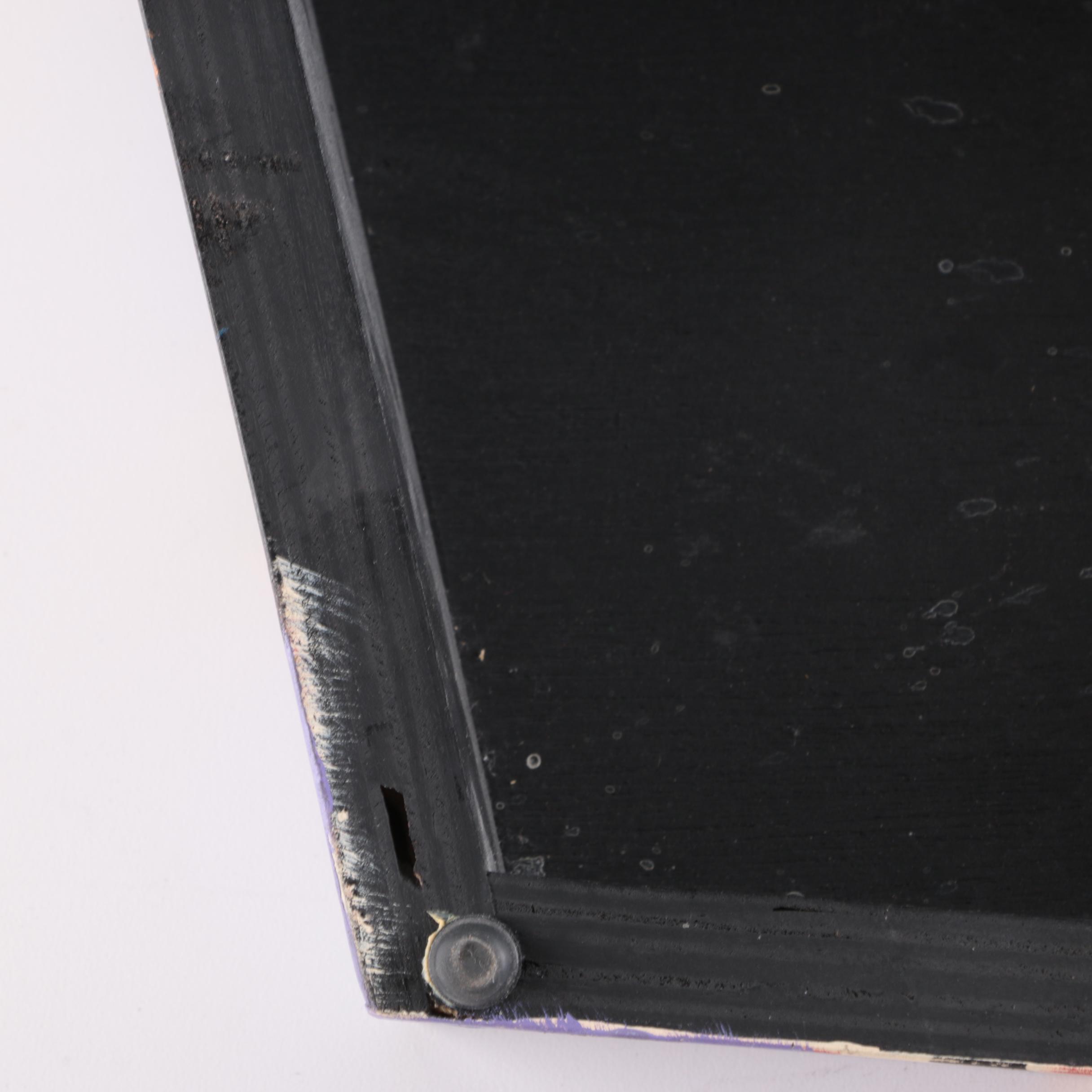 Signed Acrylic Painting on Wooden Shelf Sculpture