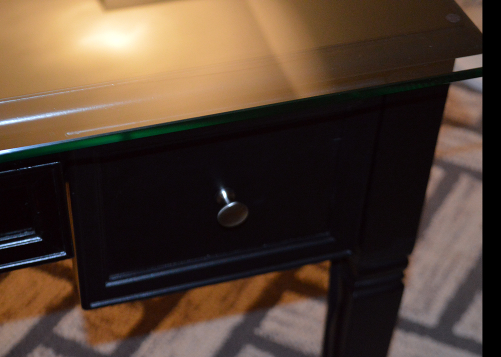 Contemporary Three-Drawer Desk With Glass Top
