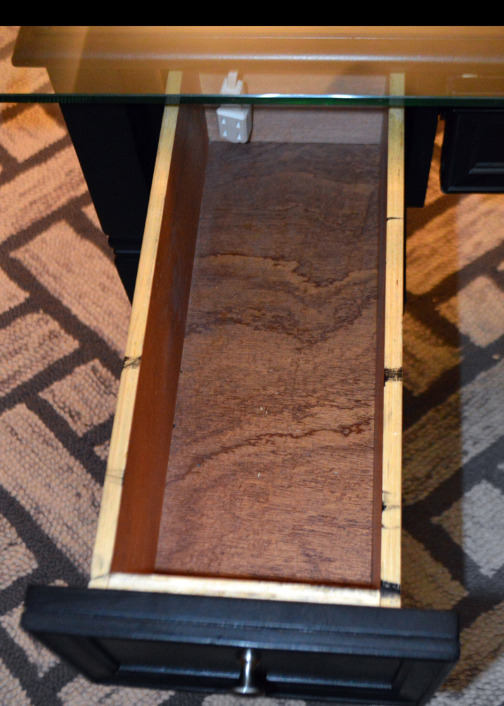 Contemporary Three-Drawer Desk With Glass Top