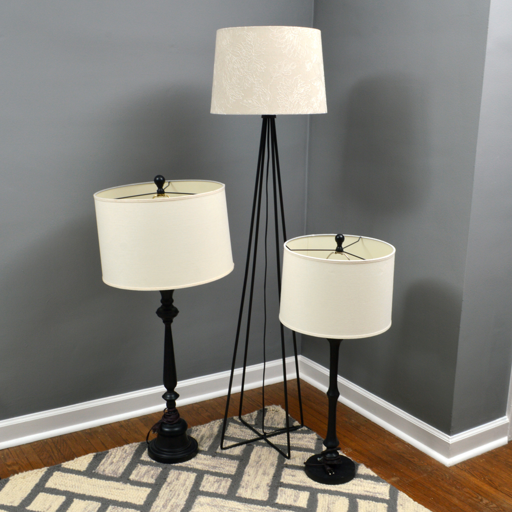 Contemporary Floor Lamp and Table Lamps