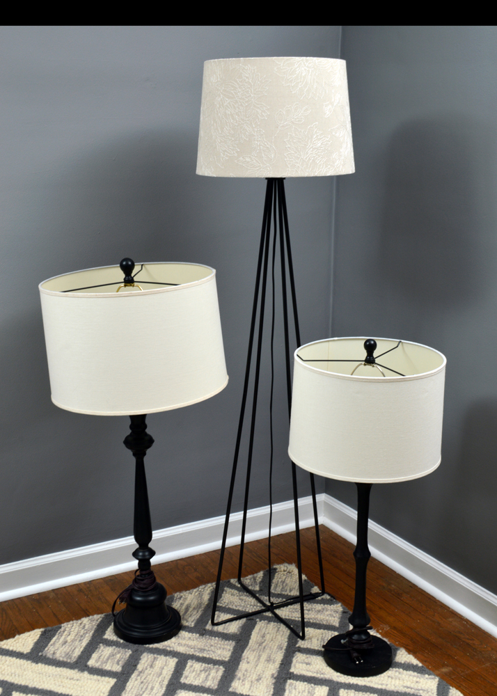 Contemporary Floor Lamp and Table Lamps