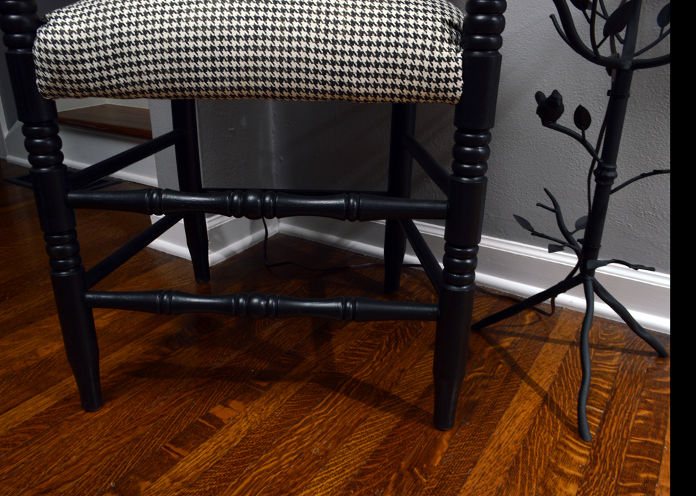 Contemporary Ladderback Armchair With Accent Table and Lamp