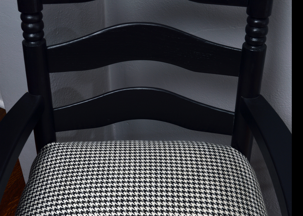 Contemporary Ladderback Armchair With Accent Table and Lamp