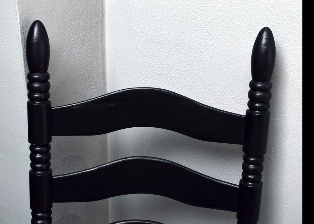 Contemporary Ladderback Armchair With Accent Table and Lamp