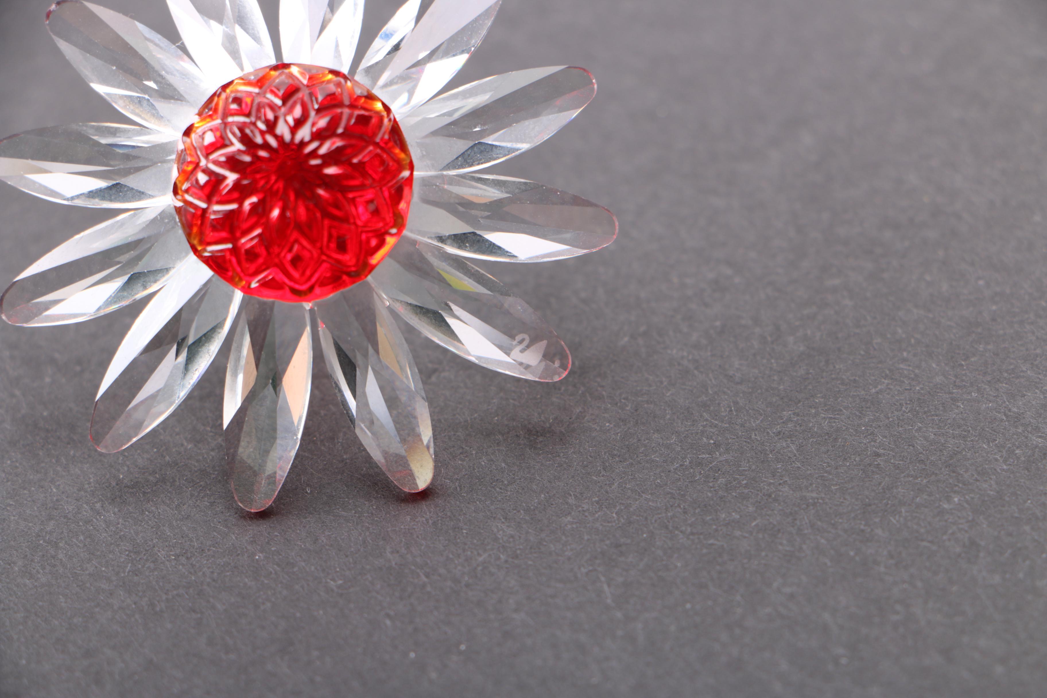 Swarovski Red Crystal Flower