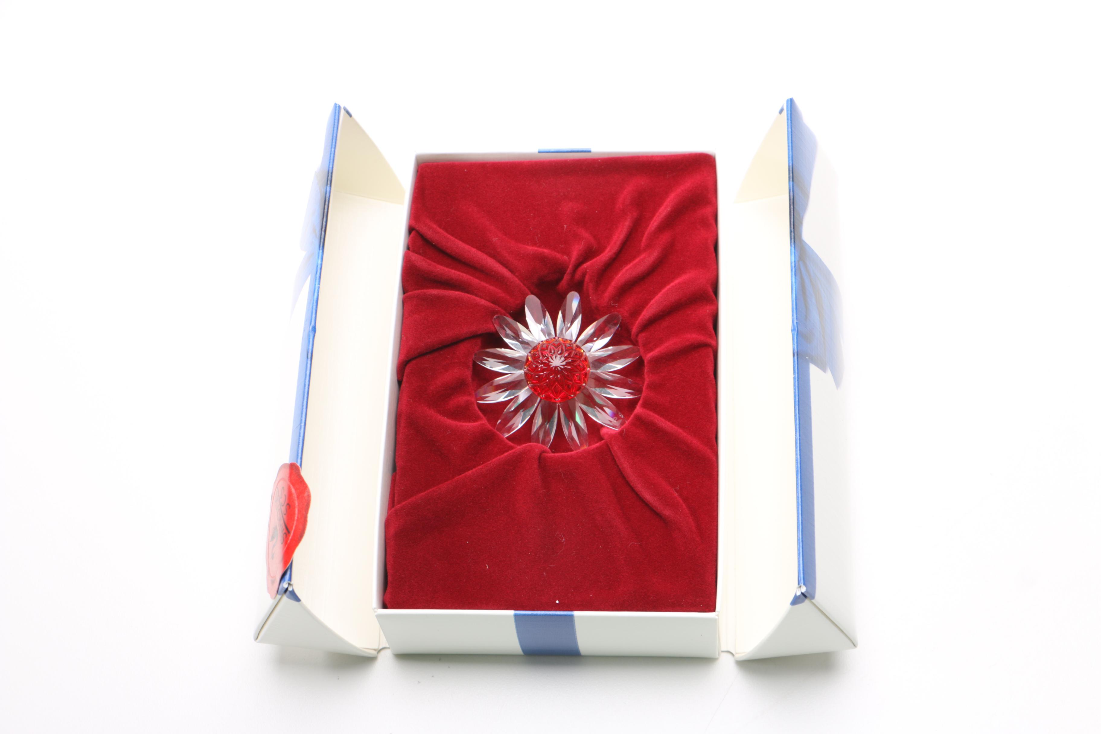 Swarovski Red Crystal Flower