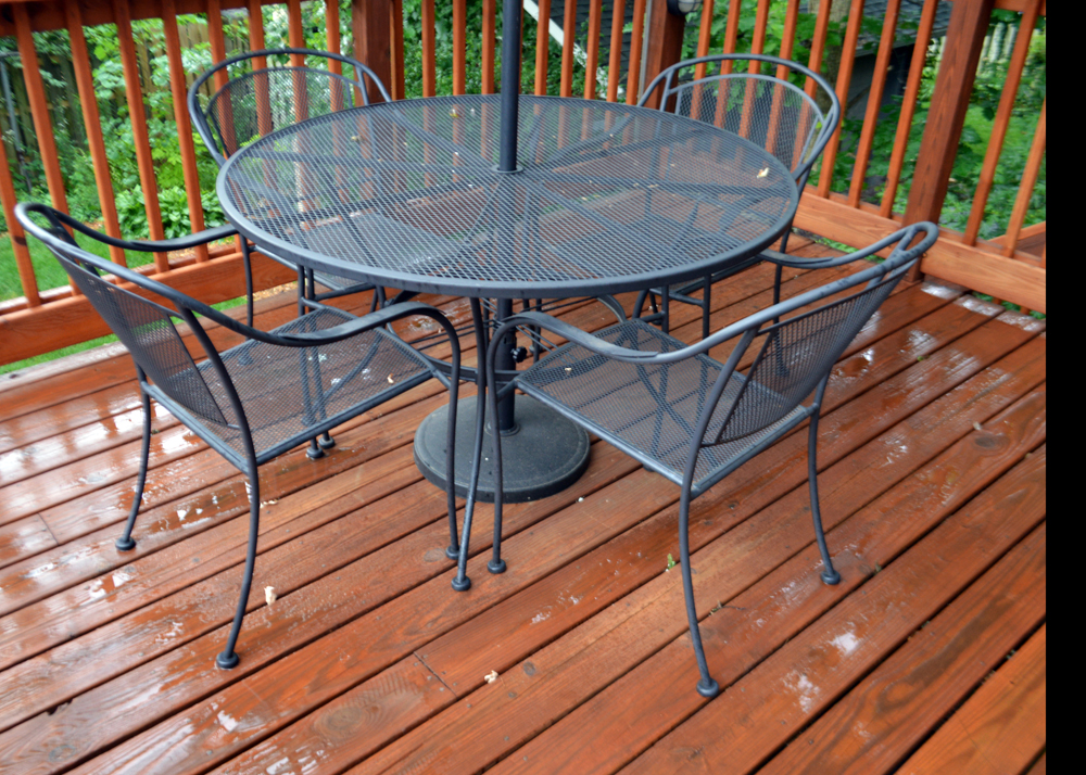 Metal Patio Table and Chairs Including Umbrella