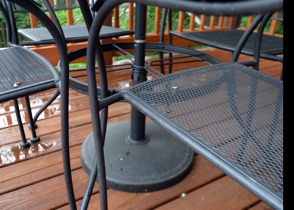 Metal Patio Table and Chairs Including Umbrella