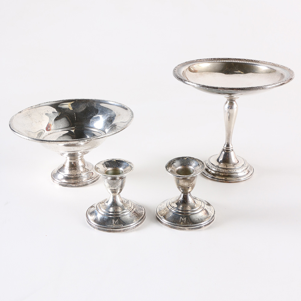 Weighted Sterling Candleholders and Compotes