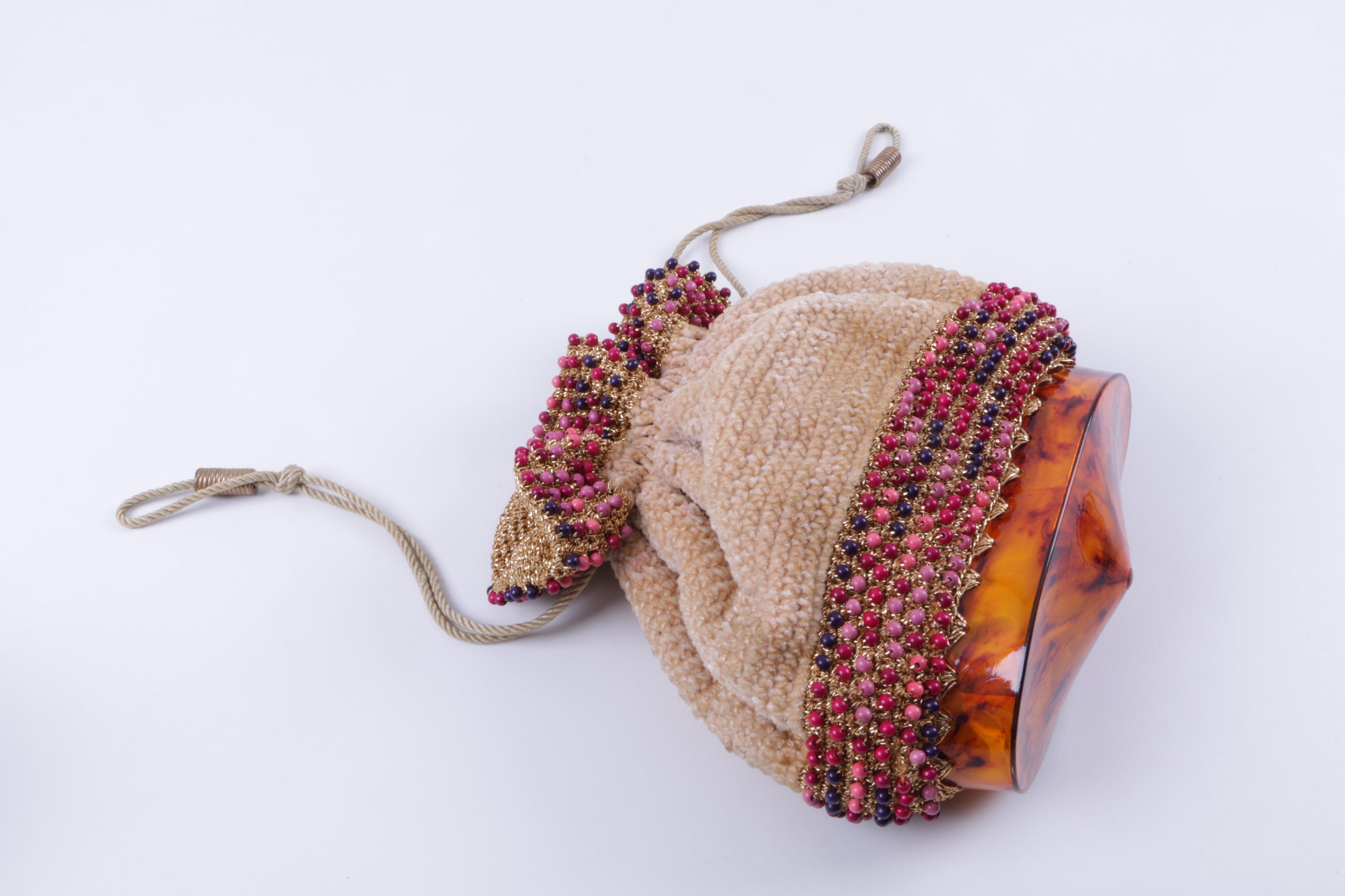 Matching Knitted Casque Hat and Handbag