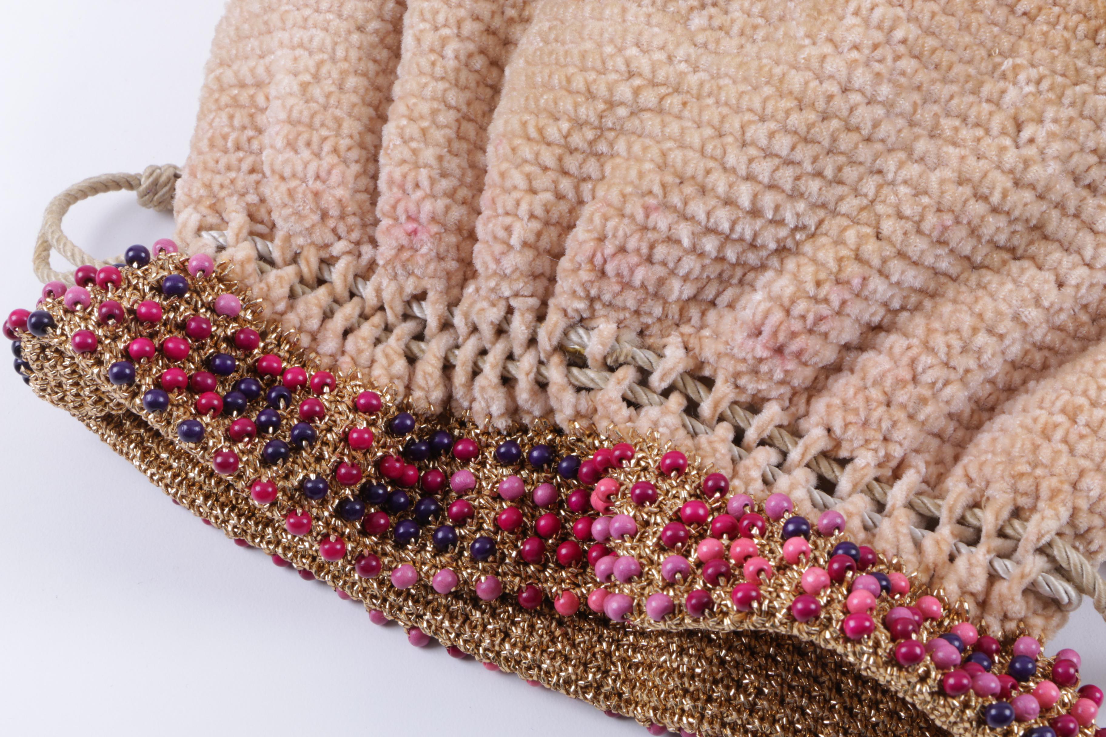 Matching Knitted Casque Hat and Handbag