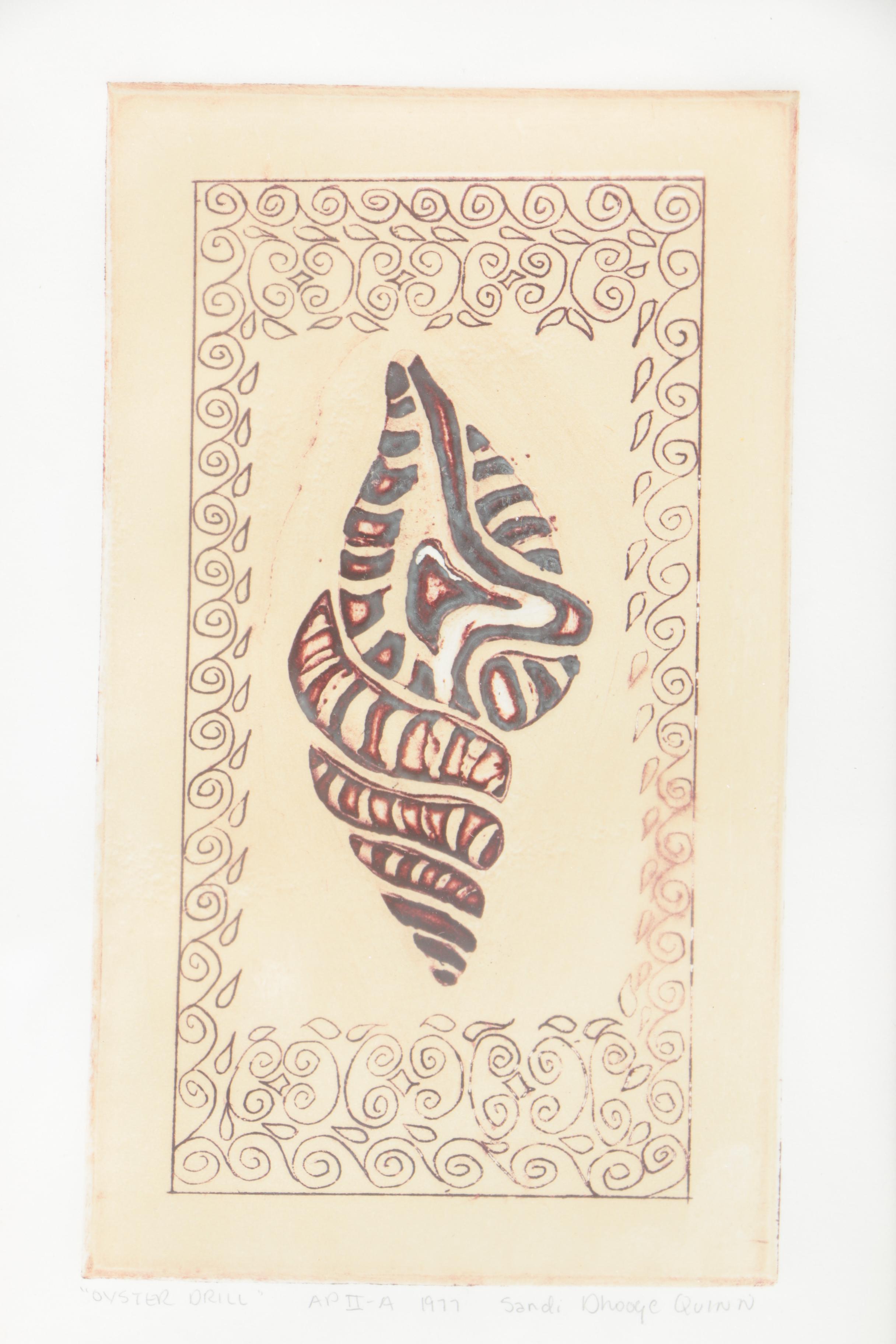 Sandi Dhooge Quinn Artist Proof Etching "Oyster Drill"