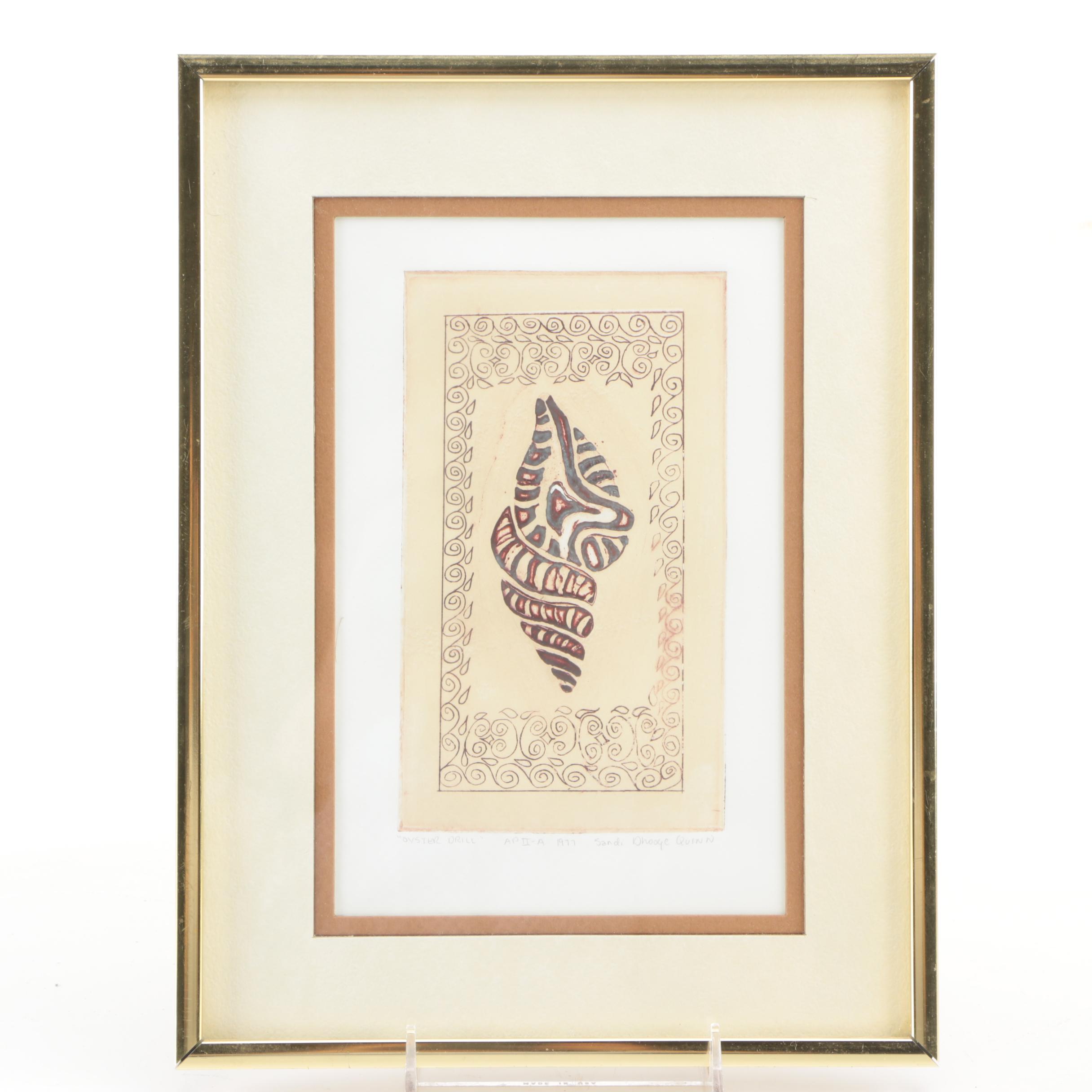 Sandi Dhooge Quinn Artist Proof Etching "Oyster Drill"
