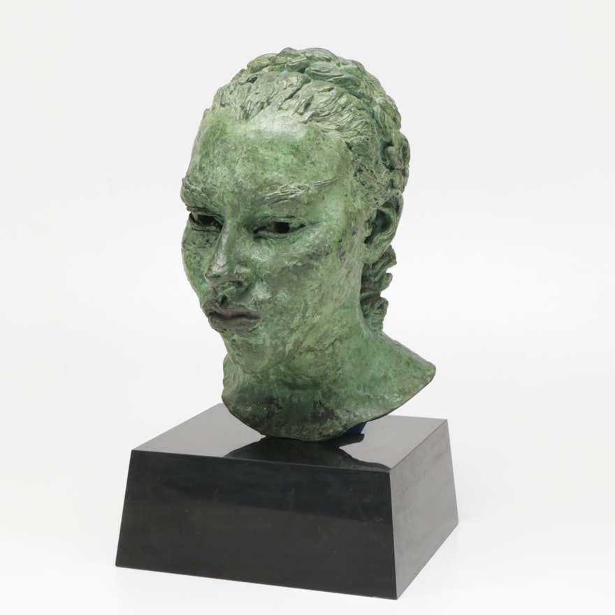 Sir Jacob Epstein Cast Bronze Sculpture "Tiyi (Head of Girl)"
