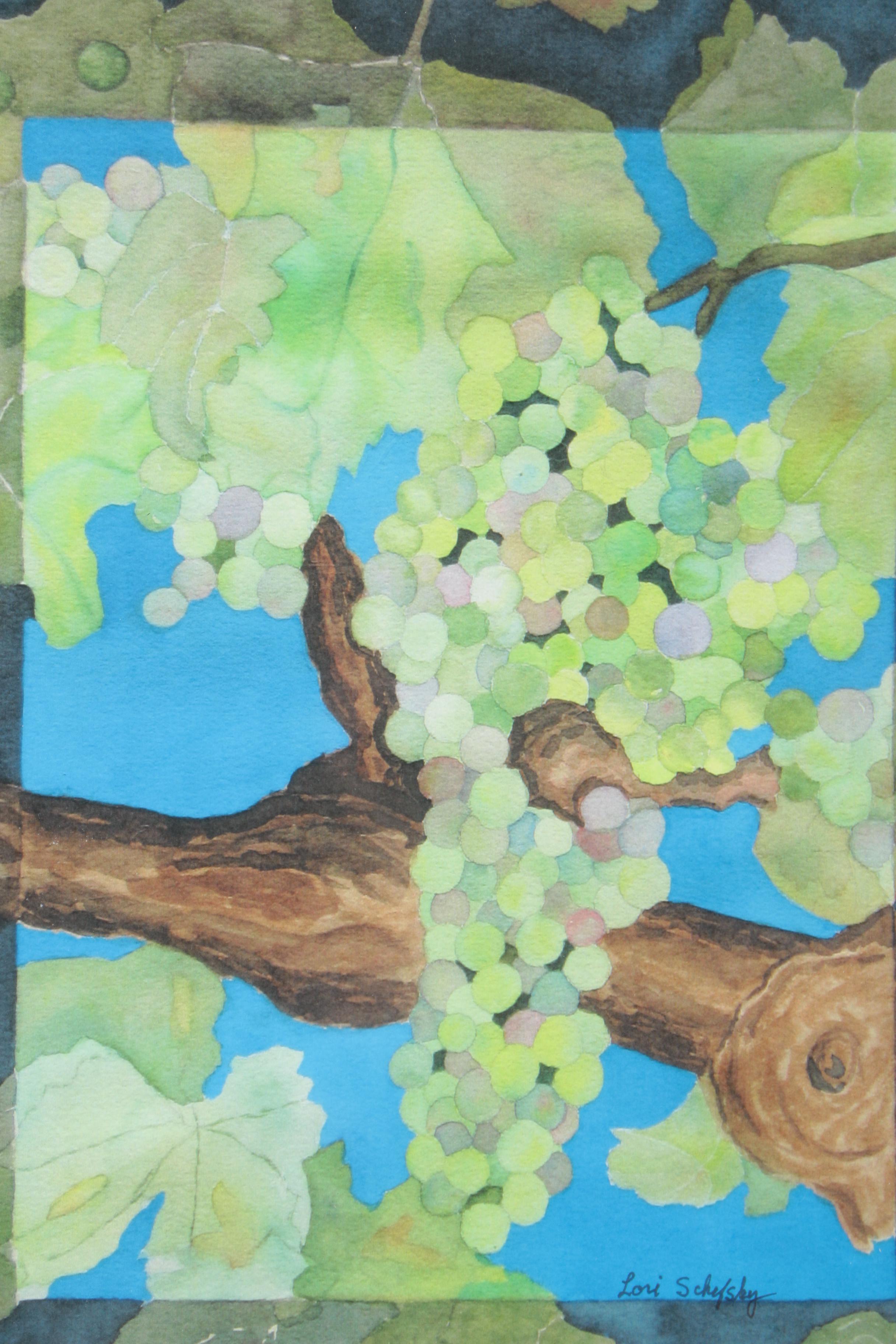Offset Lithograph of After Lori Schefsky of Grapes on Vine