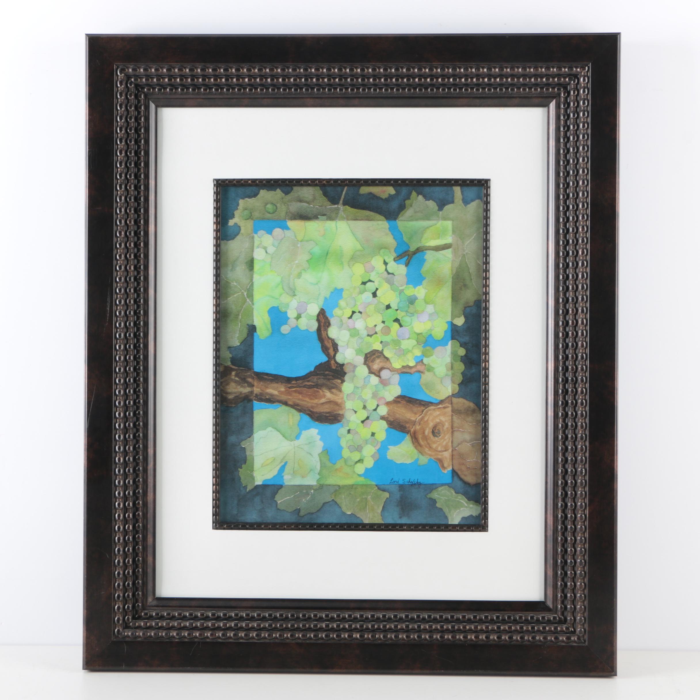 Offset Lithograph of After Lori Schefsky of Grapes on Vine