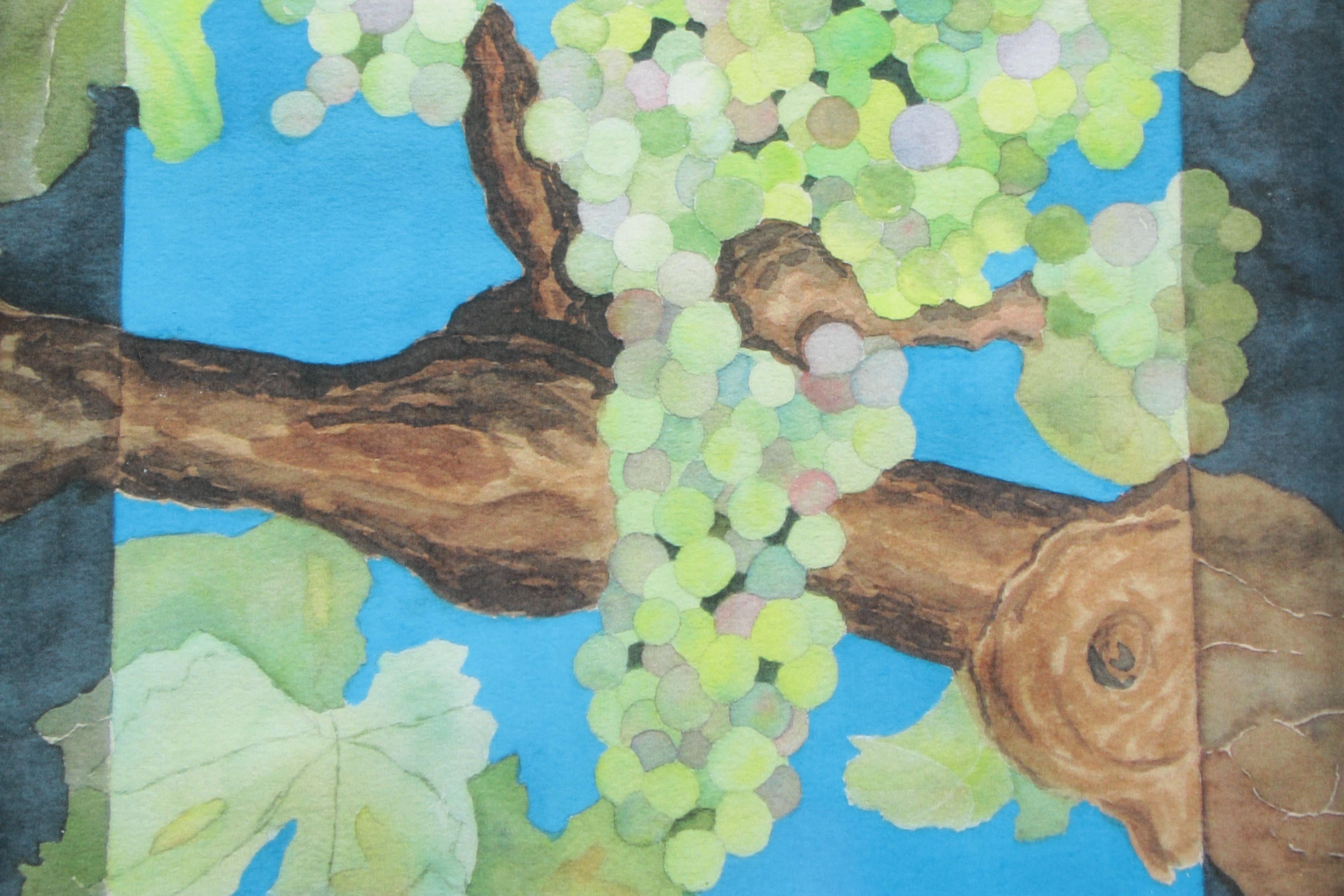 Offset Lithograph of After Lori Schefsky of Grapes on Vine