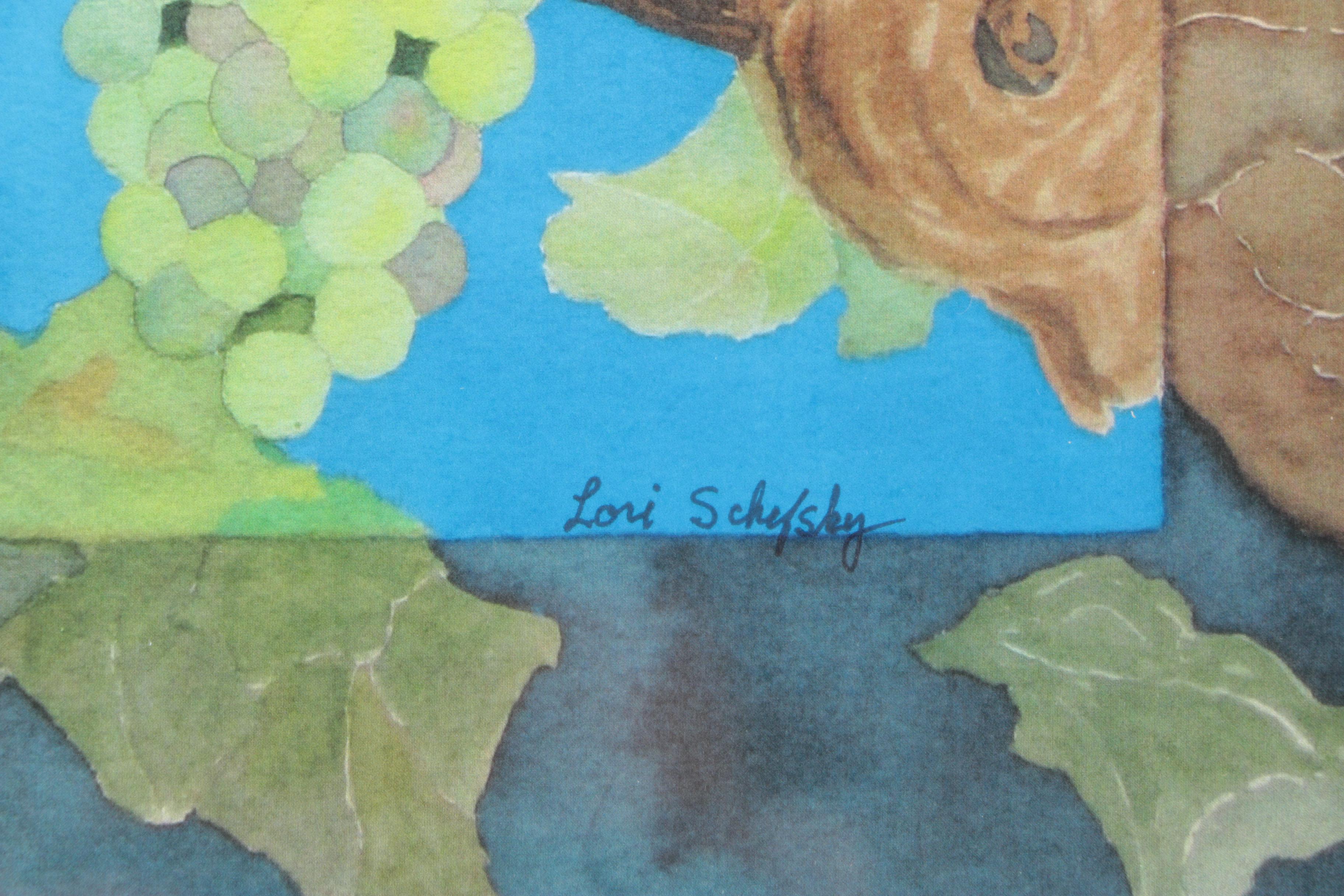 Offset Lithograph of After Lori Schefsky of Grapes on Vine