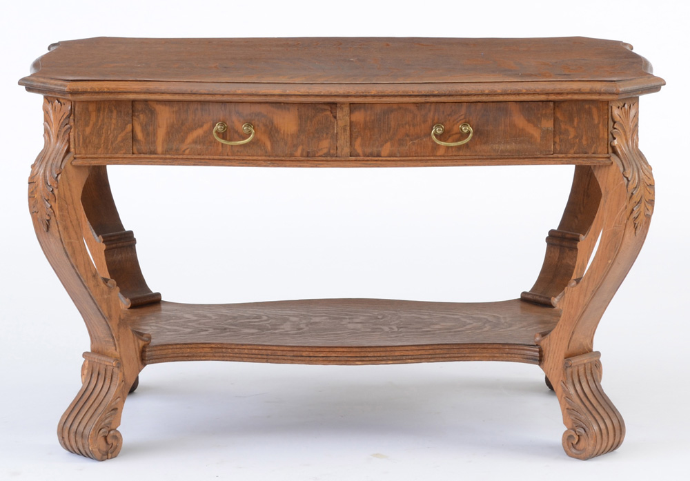Late Victorian Quartersawn Oak Library Table