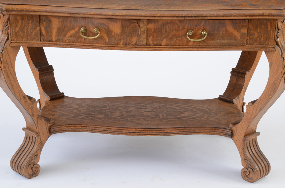Late Victorian Quartersawn Oak Library Table