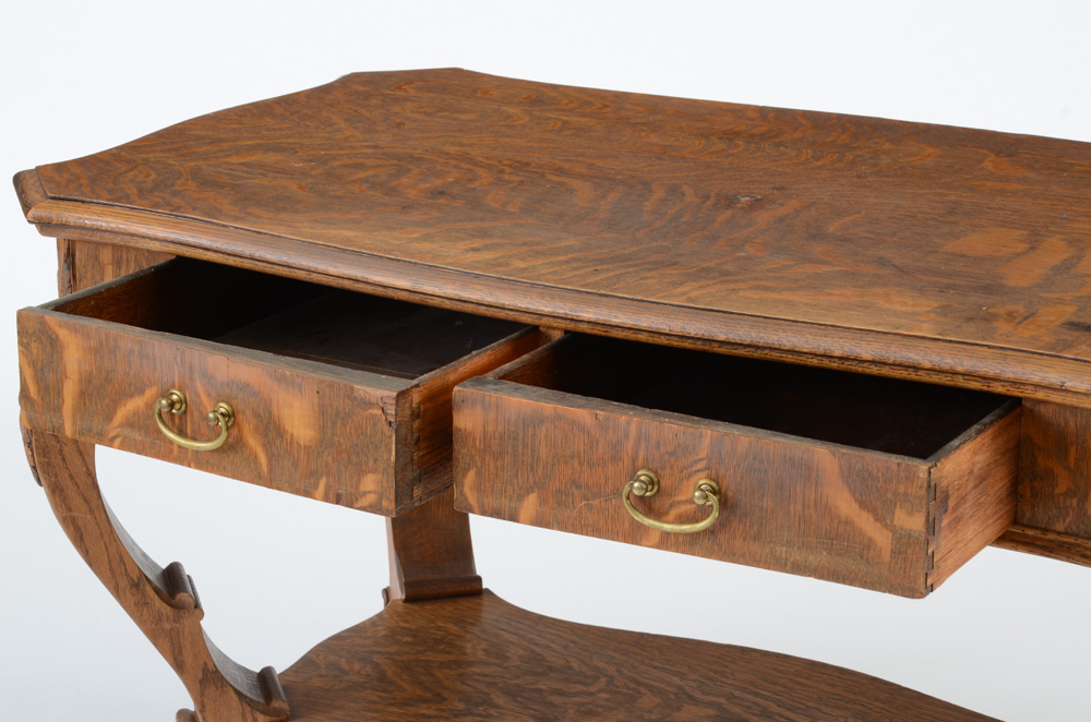 Late Victorian Quartersawn Oak Library Table