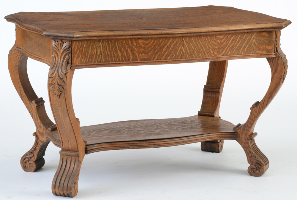 Late Victorian Quartersawn Oak Library Table