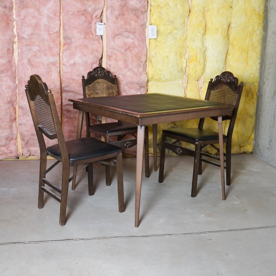 Stakmore Card Table and Caned Chairs