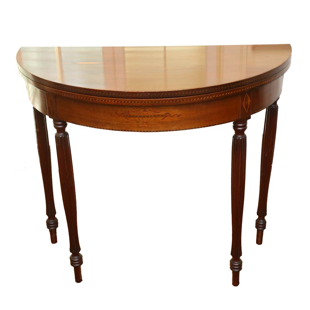 Mahogany Folding Demilune Table