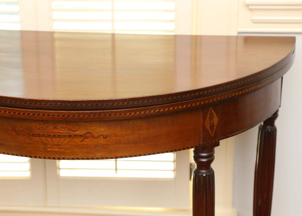 Mahogany Folding Demilune Table