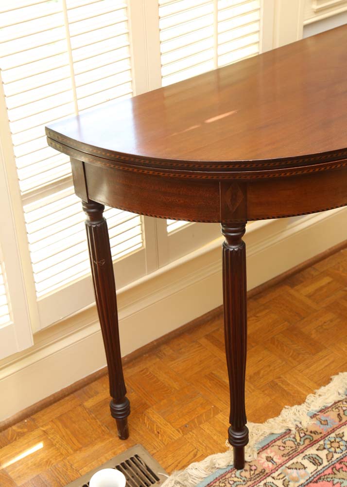 Mahogany Folding Demilune Table