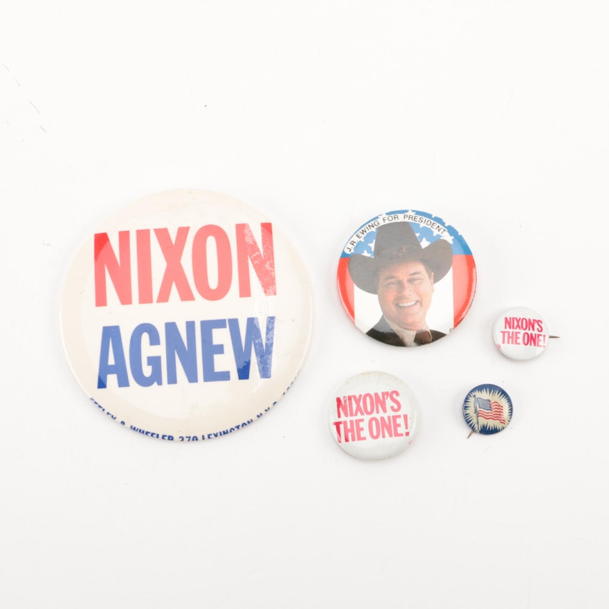 Vintage Political Pins Featuring Nixon Circa 1969