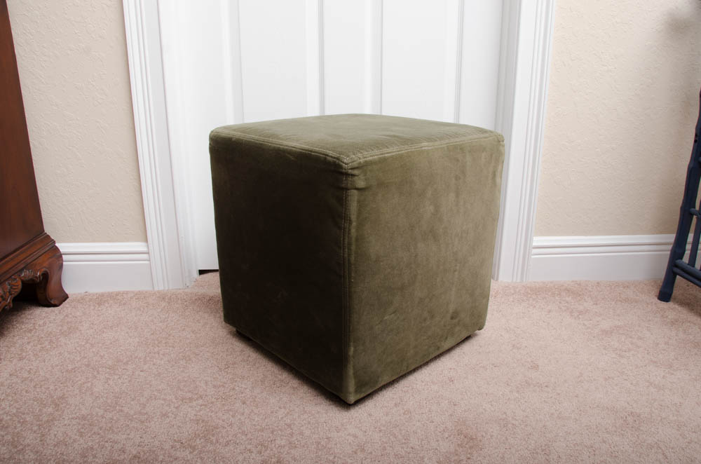 Olive Green Cube Ottoman